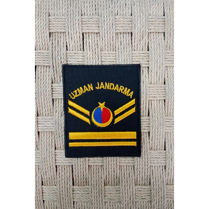Uzman Jandarma 5 Kademe Siyah Zemin Harici ve Dahili Bez Nakis Kol Rutbe