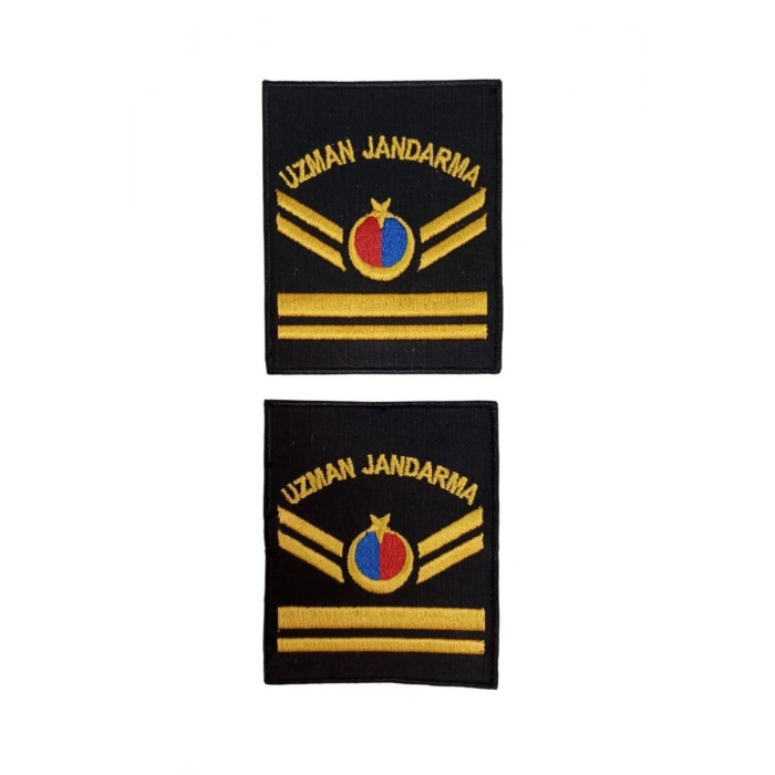 Uzman Jandarma 5 Kademe Siyah Zemin Harici ve Dahili Bez Nakis Kol Rutbe
