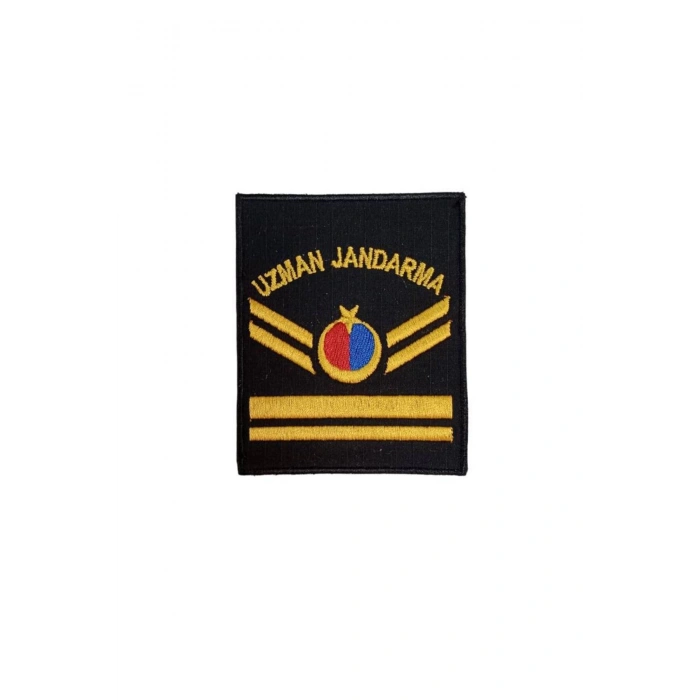 Uzman Jandarma 5 Kademe Siyah Zemin Harici ve Dahili Bez Nakis Kol Rutbe