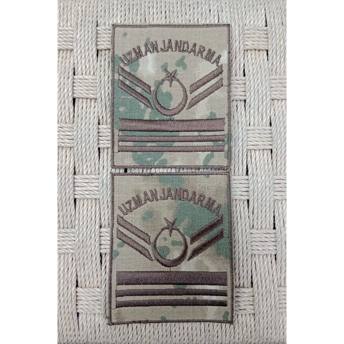 Uzman Jandarma 6 Kademe Kamuflaj Renkli Nakis Kol Rutbe