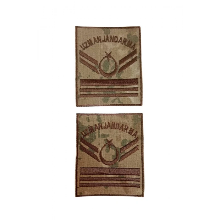 Uzman Jandarma 6 Kademe Kamuflaj Renkli Nakis Kol Rutbe