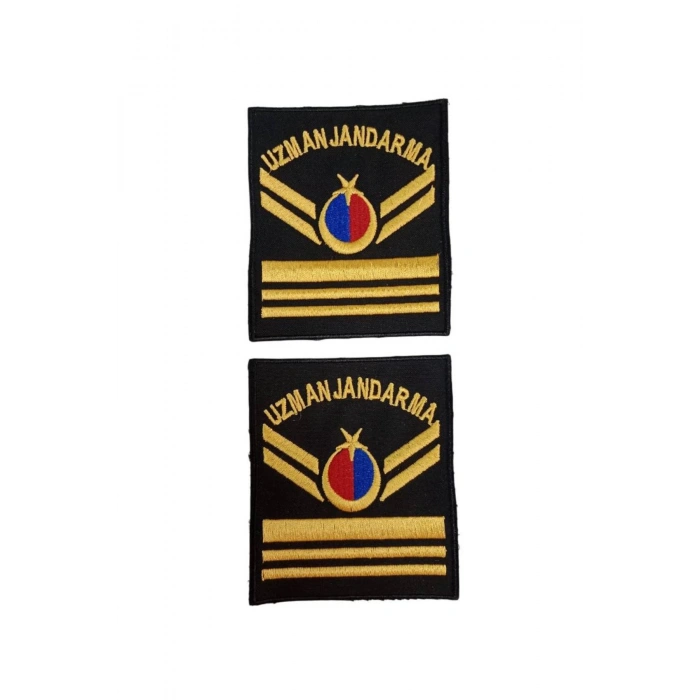Uzman Jandarma 6 Kademe Siyah Zemin Harici ve Dahili Bez Nakis Kol Rutbe