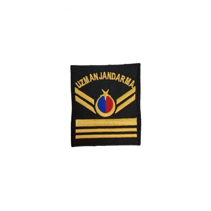 Uzman Jandarma 6 Kademe Siyah Zemin Harici ve Dahili Bez Nakis Kol Rutbe