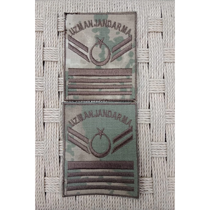 Uzman Jandarma 7 Kademe Kamuflaj Renkli Nakis Kol Rutbe