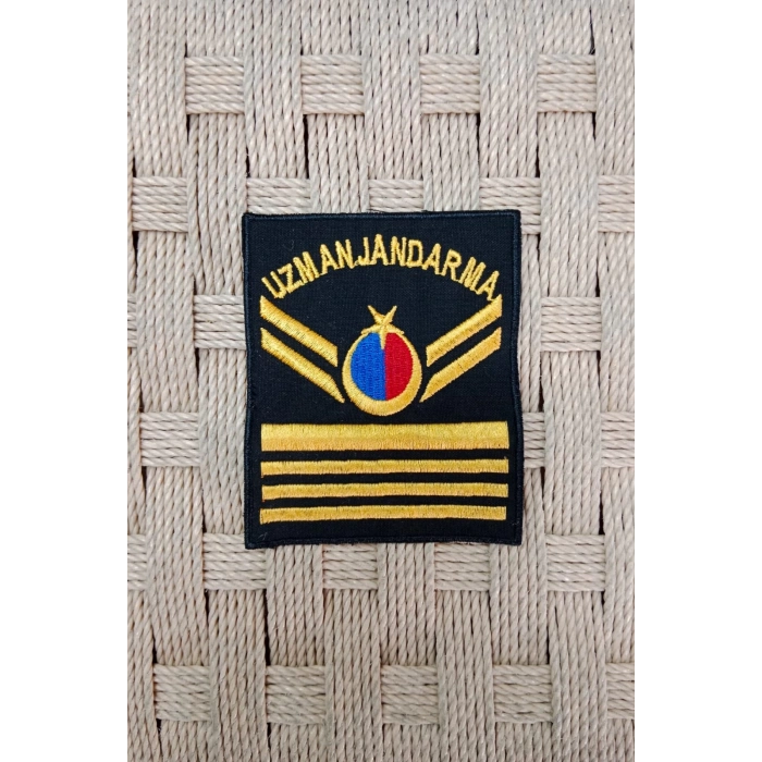 Uzman Jandarma 7 Kademe Siyah Zemin Harici ve Dahili Bez Nakis Kol Rutbe