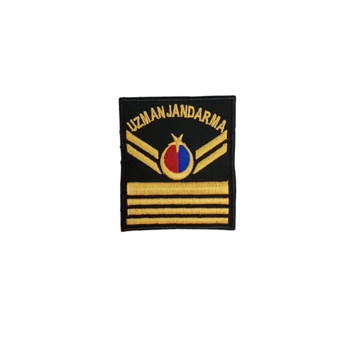Uzman Jandarma 7 Kademe Siyah Zemin Harici ve Dahili Bez Nakis Kol Rutbe