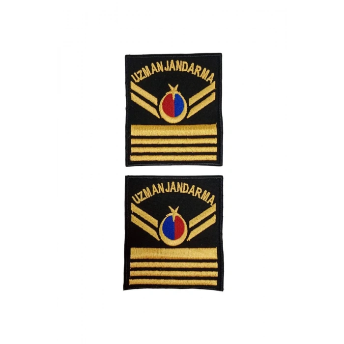 Uzman Jandarma 7 Kademe Siyah Zemin Harici ve Dahili Bez Nakis Kol Rutbe