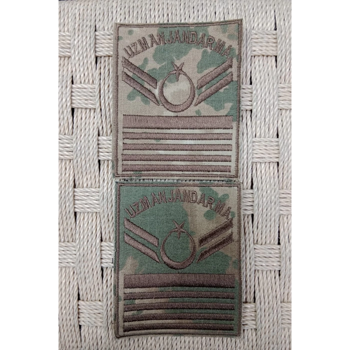 Uzman Jandarma 8 Kademe Kamuflaj Renkli Nakis Kol Rutbe