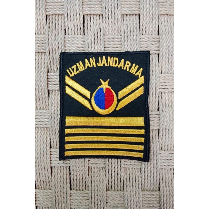 Uzman Jandarma 8 Kademe Siyah Zemin Harici ve Dahili Bez Nakis Kol Rutbe