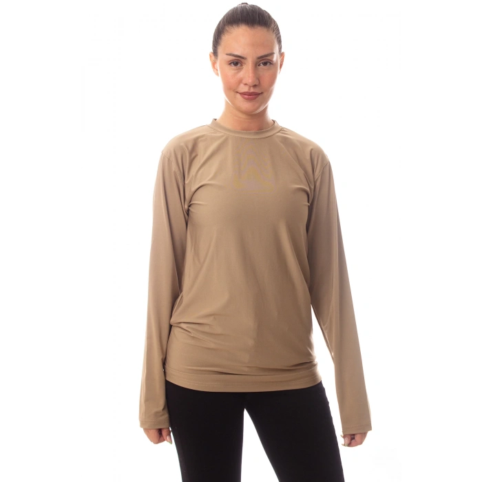 Uzun Kollu Kum Beji Renkli Yuvarlak Yakali Microfiber Nano Thermal iclik Tisort