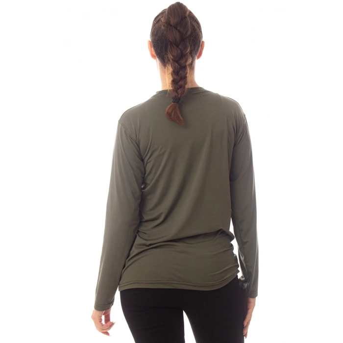 Uzun Kollu Sedef Yesili Renkli Yuvarlak Yakali Microfiber Nano Thermal iclik Tisort