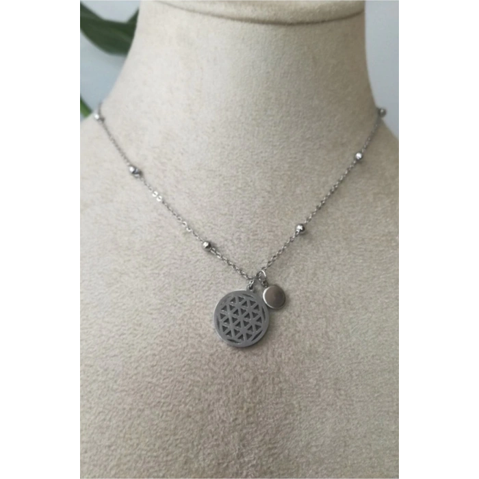 yasam cicegi nazar boncuklu goz tasarim ince silver zincirli gumus renkli kaliteli paslanmaz celik kolye stainless stell