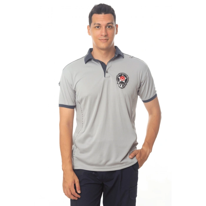 yeni tip kamu personel kisa kollu reflektorlu gri renkli klimakol ozel guvenlik tisort