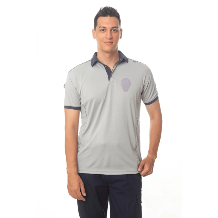 yeni tip kamu personel kisa kollu reflektorlu gri renkli klimakol ozel guvenlik tisort