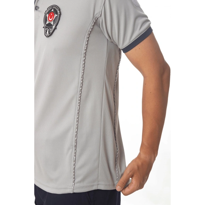 yeni tip kamu personel kisa kollu reflektorlu gri renkli klimakol ozel guvenlik tisort