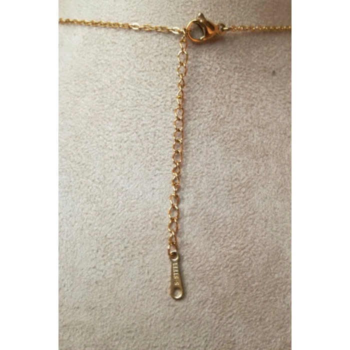 Yılan Figürlü Sonsuzluk Tasarım ince Gold Zincirli Altın Renkli Zirkon Taşlı Kaliteli Paslanmaz Çelik Kolye Stainless Stell