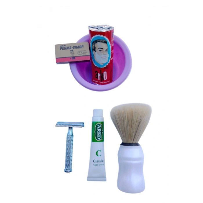 Yuma tras makinasi Arko Berber Tras Sabunu Perma Sharp Yaprak Jilet Tras Fircasi Plastik Tras Tasi Arko Nem Klasik cilt besleyici Yagli Krem 20 cc Tras Seti