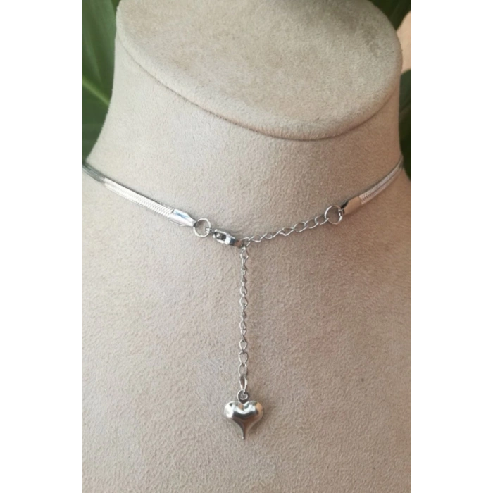 yuvarlak tasarim italyan zincirli beyaz zirkon tasli gumus renkli kaliteli paslanmaz celik kolye stainless stell