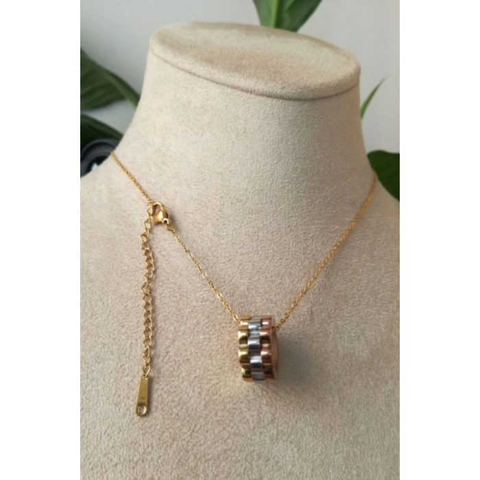 yuzuk tasarim ince zincirli altin renkli kaliteli paslanmaz celik kolye stainless stell