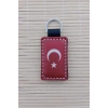 Ozel uretim Ayyildiz Bayrakli Ataturk Siluetli Hakiki Deri Hediyelik Anahtarlik