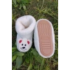 beyaz renkli yavru kopek model ici pelus pamuklu organik hafif taban ortopedik cocuk patik panduf