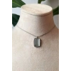 dikdortgen tasarim ince silver zincirli gumus renkli safir tasli kaliteli paslanmaz celik kolye stainless stell