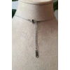 dikdortgen tasarim ince silver zincirli gumus renkli safir tasli kaliteli paslanmaz celik kolye stainless stell