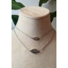 goz nazar boncuklu yaprak tasarim ince silver cift zincirli gumus renkli zirkon tasli kaliteli paslanmaz celik kolye stainless stell