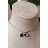 goz tasarim nazar boncuklu safir tasli ince silver zincirli gumus renkli kaliteli paslanmaz celik kolye stainless stell