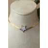 italyan zincirli yildiz tasarim ince gold altin renkli zirkon tasli kaliteli paslanmaz celik kolye stainless stell