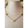 kare tasarim ince gold zincirli altin renkli zirkon tasli kaliteli paslanmaz celik kolye stainless stell