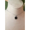 kare tasarim ince silver zincirli gumus renkli akik tasli kaliteli paslanmaz celik kolye stainless stell