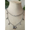 kelebekli tasarim ince silver cift zincirli gumus renkli kaliteli paslanmaz celik kolye stainless stell