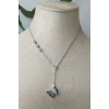 kelebekli tasarim ince silver zincirli gumus renkli zirkon tasli kaliteli paslanmaz celik kolye stainless stell