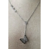 kelebekli tasarim ince silver zincirli gumus renkli zirkon tasli kaliteli paslanmaz celik kolye stainless stell