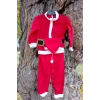 kirmizi renkli bereli kemerli kaliteli uzun kollu noel baba detayli unisex kostum