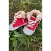 kirmizi renkli converse model ici polarli organik unisex cocuk bebek ilkadim bagcikli patik sneaker casual ayakkabi