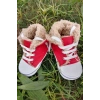 kirmizi renkli converse model ici polarli organik unisex cocuk bebek ilkadim bagcikli patik sneaker casual ayakkabi