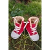 kirmizi renkli converse model ici polarli organik unisex cocuk bebek ilkadim bagcikli patik sneaker casual ayakkabi