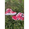 kirmizi renkli ici pamuklu organik cocuk bebek ilkadim bagcikli patik sneaker casual ayakkabi