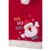 kirmizi renkli noel baba baskili nakisli pamuklu uzun kollu kapusonlu alt ust cocuk takim
