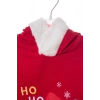 kirmizi renkli noel baba baskili nakisli pamuklu uzun kollu kapusonlu alt ust cocuk takim