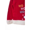 kirmizi renkli noel baba baskili nakisli pamuklu uzun kollu kapusonlu alt ust cocuk takim