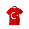 kisa kollu dijital baskili kirmizi beyaz ayyildiz cocuk tisort