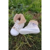 krem renkli converse model ici polarli organik unisex cocuk bebek ilkadim bagcikli patik sneaker casual ayakkabi