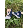 lacivert renkli converse model ici polarli organik unisex cocuk bebek ilkadim bagcikli patik sneaker casual ayakkabi
