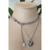 orme cift silver zincirli kalp tasarim gumus renkli kaliteli paslanmaz celik kolye stainless stell