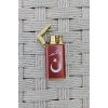 Ozel Tasarim Kirmizi Renkli Turkiye Yazili Tabanca Baslikli Cift Alevli Manyetolu Torch Cakmak