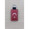 Ataturk Siluetli ozel uretim Ayyildiz Hakiki Deri Hediyelik Anahtarlik
