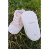 pembe renkli ici pamuklu organik cocuk bebek ilkadim bagcikli patik sneaker casual ayakkabi